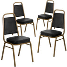Flash Furniture HERCULES Series Trapezoidal Back Stacking Banquet Chairs with Black Vinyl & Gold Frame - 4 Pack-Set of 4 Multipurpose Banquet Chairs