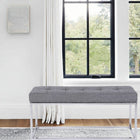 Plata Decor Cisne Chrome Bench with Fabric Top - Grey-Weight Capacity: 250 lbs