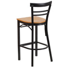 Flash Furniture HERCULES Series Black Two-Slat Ladder Back Metal Restaurant Barstool - Natural Wood Seat - 2 Pack-.625" Thick Plywood Seat
