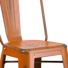 Flash Furniture 30" High Distressed Orange Metal Indoor-Outdoor Barstool with Back-Seat Size: 14''W x 14''D