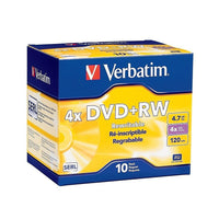Verbatim – Disques vierges 4x DVD+RW, 4,7 Go, surface étiquetée, boîtiers minces, 10/paquet (94839)-Disques vierges réinscriptibles DVD+/-RW