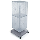 Azar Displays 40" x 14" x 14" 4-Sided Interlocking Pegboard Floor Display with Wheels, Clear (701436-CLR)-Revolves on a square wheeled base