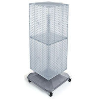 Azar Displays 40" x 14" x 14" 4-Sided Interlocking Pegboard Floor Display with Wheels, Clear (701436-CLR)-Revolves on a square wheeled base