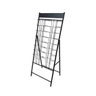 FuTECH Brochure Holder with 16 Pockets - 20.5"W x 52.5"H - Black-Literature Holders