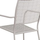Flash Furniture Light Grey Indoor-Outdoor Steel Patio Arm Chair with Square Back-Light Grey Powder Coat Finish