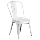 Flash Furniture Distressed Metal Indoor-Outdoor Stackable Chair - White-500 lb. Weight Capacity