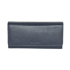 Club Rochelier Ladies Clutch Wallet with Checkbook & Gusset - Navy-Navy - Leather