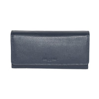 Club Rochelier Ladies Clutch Wallet with Checkbook & Gusset - Navy-Navy - Leather