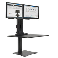 Victor High Rise Manual Dual Monitor Standing Desk (DC350)-Dual-monitor sit-stand desk converter lets users use correct posture