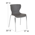 Flash Furniture Lowell Contemporary Design Grey Plastic Stack Chair-Chrome Frame Finish
