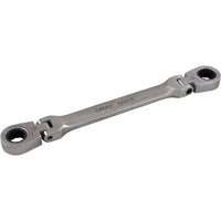 Gray Tools 9/16" X 5/8" Double Box End, Flex Head Ratcheting Wrench, Stainless Steel Finish-Size: 9/16" x 5/8"
