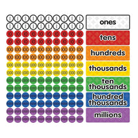 Dowling Magnets Magnet Math Magnetic Place Value Disks & Headings, Grade 3-6, 140 Pack (DO-732162)-Magnetic Place Value