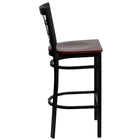 Flash Furniture HERCULES Series Black Window Back Metal Restaurant Barstool - Mahogany Wood Seat-Window Back Design