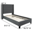 Flash Furniture Riverdale Twin Size Tufted Upholstered Platform Bed - Dark Grey Fabric-Tufted Upholstery