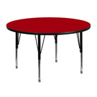 Flash Furniture 48'' Round Activity Table with Thermal Fused Laminate Top and Height Adjustable Pre-School Legs, Red-Red Laminate