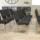Flash Furniture HERCULES Series 18.5"W Stacking Church Chair in Black Fabric - Silver Vein Frame-CA117 Fire Retardant Foam
