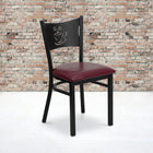 Flash Furniture HERCULES Series Black Coffee Back Metal Restaurant Chair - Burgundy Vinyl Seat-2.5'' Thick Foam Padded Seat