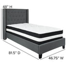 Flash Furniture Riverdale Twin Size Tufted Upholstered Platform Bed with Pocket Spring Mattress - Dark Grey Fabric-Dark Grey Fabric Upholstery