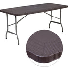 Flash Furniture 32.5"W x 67.5"L Rattan Plastic Folding Table (DADYCZ172)-Ready To Use Table