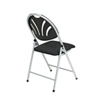 WorkSmart Folding Chair with Plastic Fan Back and Mesh Fabric Seat, Black, 4/Pack-Gangable and Stackable