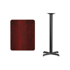 Flash Furniture 24" x 30" Rectangular Mahogany Laminate Table Top with 22" x 22" Bar Height Table Base-Mahogany Laminate Top