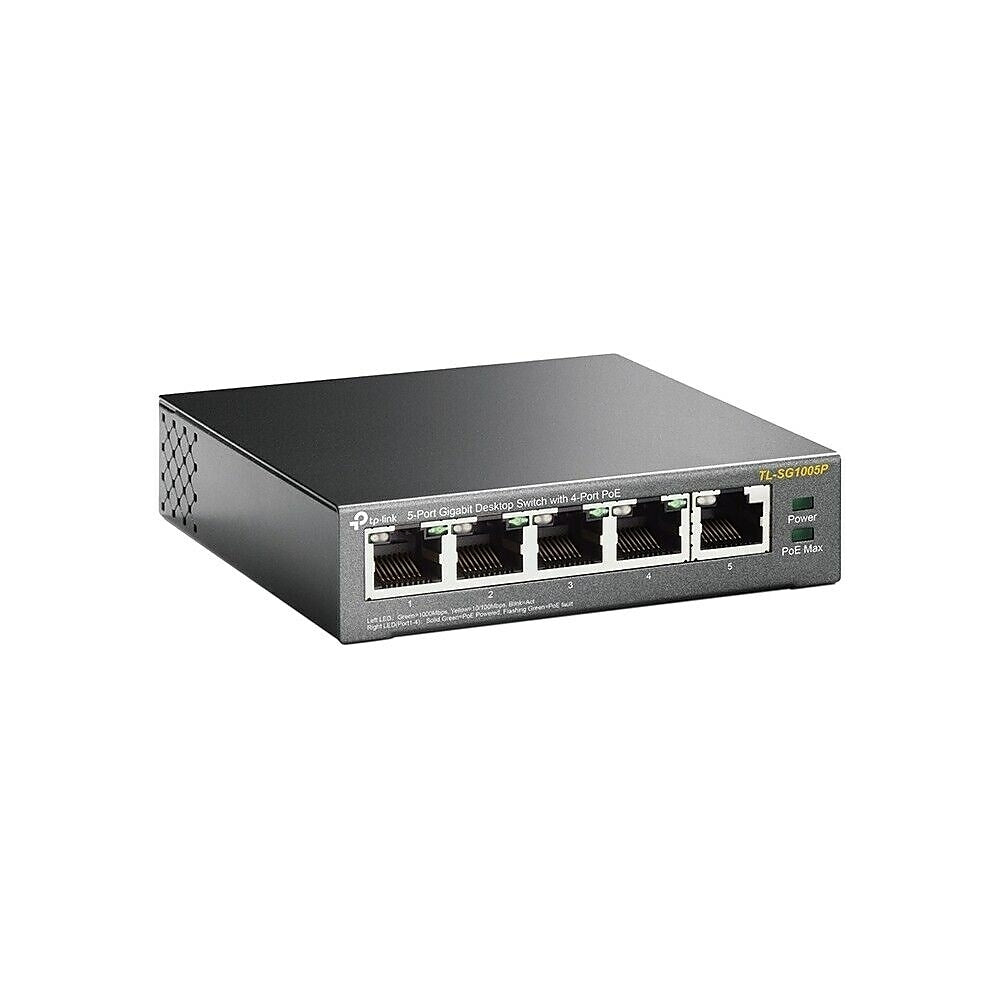 TP-Link 5-Port Gigabit／4-Port PoE+ TP-Link 5-Port Gigabit Desktop Switch with 4-Port PoE (TL-SG1005P