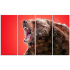Designart Beware of the Bear, Red Canvas Art Print, 5 Panels, (PT2344-271)-Print