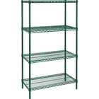 Kleton Green Epoxy Finish Wire Shelving, 4 Shelves, 24"D x 63"H, Starter, 60"W-Depth: 24"