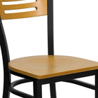 Flash Furniture HERCULES Series Black Slat Back Metal Restaurant Chair - Natural Wood Back & Seat-Welded Joint Assembly