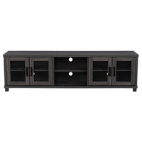 CorLiving LFF-101-B Fremont Grey TV Bench with Glass Cabinets for TVs up to 95"-Designed for most TVs up to 95"