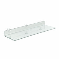 Azar Displays 24" x 6" Acrylic Shelf For Pegboard/Slatwall, Clear, 4 Pack (556009)-Clear acrylic shelf is ideal for displaying cosmetics