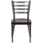 Flash Furniture HERCULES Series Clear Coated Ladder Back Metal Restaurant Chair - Walnut Wood Seat - 2 Pack-Set of 2 Metal Dining Chairs