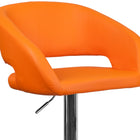 Flash Furniture Contemporary Orange Vinyl Adjustable Height Barstool with Rounded Mid-Back & Chrome Base-Swivel Seat