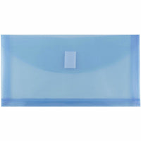 JAM Paper Plastic Envelopes with Hook & Loop #10 Booklet Wallet - 5.25" x 10" with 1" Expansion - Blue - 12 Pack -Plastic Envelopes with Velcro Closure , Colour: Blue 