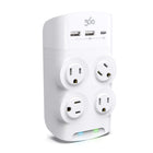 360 Electrical Revolve45 4-Outlet Rotating 45W Surge Protector - White-45W (total USB output) with 1 USB-C and 2 USB-A ports charges Ultrabooks, tablets and phones