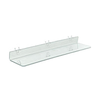Azar Displays 24" x 4" Acrylic Shelf For Pegboard/Slatwall, Clear, 4 Pack (556010)-2 U hooks attached for easy mounting