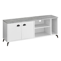 Monarch Specialties 2841 Tv Stand - 60"L/White/Grey Cement-Look Top-Industrial-style 60-inch TV stand with storage accommodates most TVs and is a great choice for a family room, living room, or bedroom