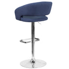 Flash Furniture Contemporary Blue Fabric Adjustable Height Barstool with Chrome Base (CH-122070-BLFAB-GG)-CA117 Fire Retardant Foam