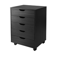 Winsome Halifax Cabinet for Closet / Office, 5 Drawers, Black-Halifax storage carts feature a multitude of drawers for easily accessible storage in your home office, kitchen, craft room, or a child's room.