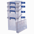 Bankers Box Plastic Storage Box Bonus Pack (1 x 18.5L + 2 x 5.5L + 1 x 10L & organizer tray)-Maximise your floor space, strong enough to stack thanks to the double reinforced base and corners