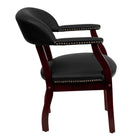 Flash Furniture Black Top Grain Leather Conference Chair with Accent Nail Trim-Black Top Grain Italian Leather Upholstery