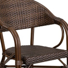 Flash Furniture Milano Series Cocoa Rattan Restaurant Patio Chair with Bamboo-Aluminum Frame-Integrated Arms