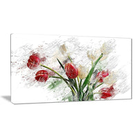 Designart Red and White Roses Canvas Art Print, (PT3435-32-16)-Print