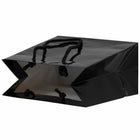 Jam Paper Gift Bags with Rope Handles - Small Square - 6 1/2" x 6 1/2" x 3 1/2" - Black Glossy - 3 Pack-Our giftbags feature a soft rope handle and an attached blank gift tag, allowing you to address your gifts or favors.