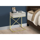 Monarch Specialties 3473 Accent Table - 24"H/Beige Marble/Gold Metal-Minimalist style gold metal X-design frame
