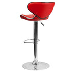 Flash Furniture Contemporary Cozy Mid-Back Red Vinyl Adjustable Height Barstool with Chrome Base-Deep Curved Seat and Back
