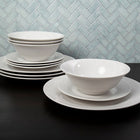 Luciano 12-piece Classic Dinner Serveware Set, 10 inches, White-Classic, simple, yet elegant