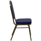 Flash Furniture HERCULES Series Crown Back Stacking Banquet Chair in Navy Blue Dot Patterned Fabric - Gold Vein Frame-Stacks up to 15 Chairs High