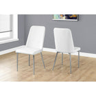 Monarch Specialties 1033 Dining Chair - White Leather-Look/Chrome - 2 Pack-White Leather-look, Chrome