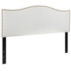 Flash Furniture Lexington Upholstered Queen Size Headboard with Accent Nail Trim - White Fabric-Panel Headboard with Arched Top